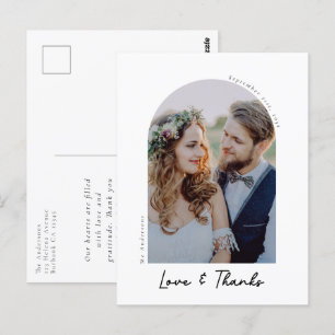 Elegant  Love & Thanks Photo Wedding Thank You Postcard