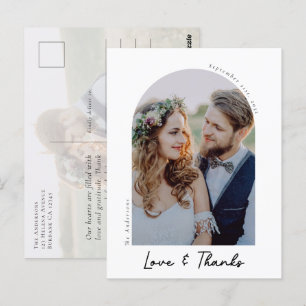 Elegant Love & Thanks Photo Wedding Thank You Postcard