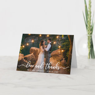 Elegant Love Thanks Script   Wedding Photo Folded Thank You Card