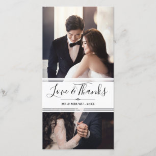 Elegant Love & Thanks Wedding Photo Collage Thank You Card