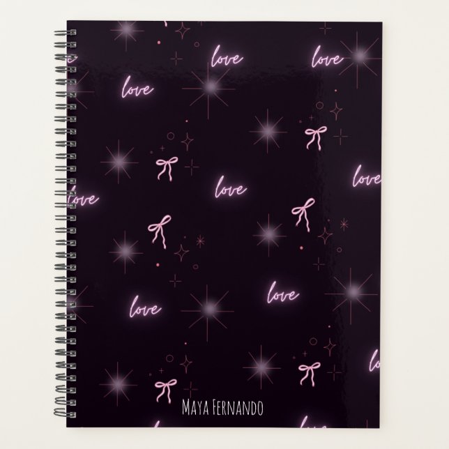 Elegant Love-Themed black aesthetic Planner (Front)