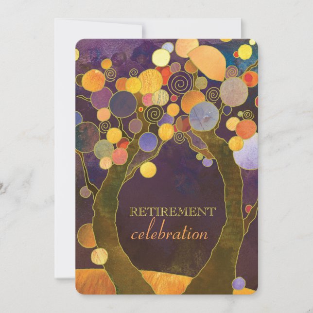 Elegant Love Trees Purple Retirement Party Invitation (Front)