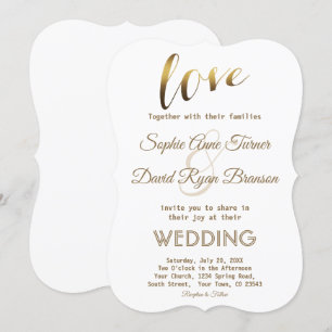 Elegant Love Typography Gold Foil Wedding Invite