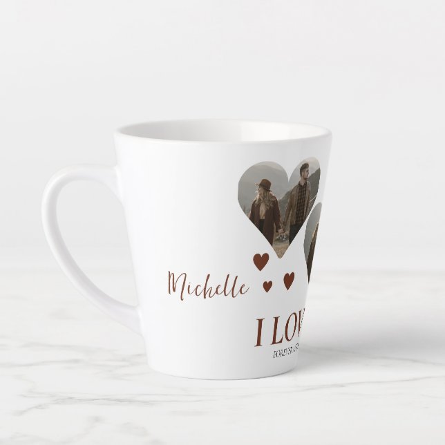 Elegant Love valentine's day couple 3 photo Name Latte Mug (Left)