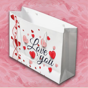 Elegant Love You For Valentine's Day  Large Gift Bag