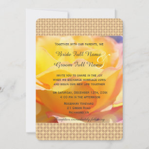 elegant, lovely design yellow rose flower wedding invitation