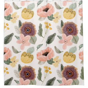 Elegant lovely floral garden l Pink and white Shower Curtain