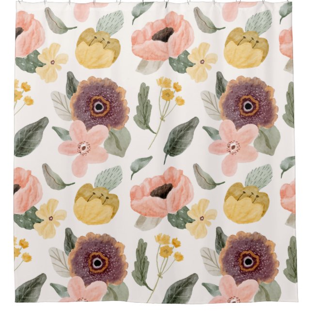 Elegant lovely floral garden l Pink and white Shower Curtain (Front)