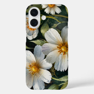 Elegant Lovely White Flowers Watercolor Chic iPhone 16 Case
