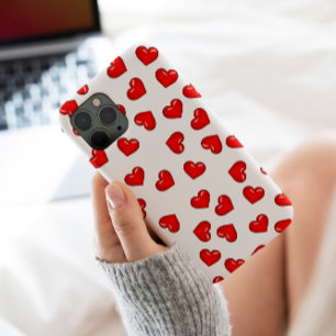 Elegant lovers Red heart pattern on classy white iPhone 13 Pro Max Case