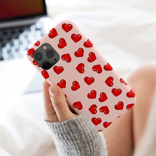 Elegant lovers Red heart pattern on Soft pink Case-Mate iPhone Case (Creator Uploaded)