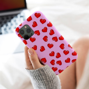 Elegant lovers Red heart pattern on soft purple iPhone 13 Pro Max Case
