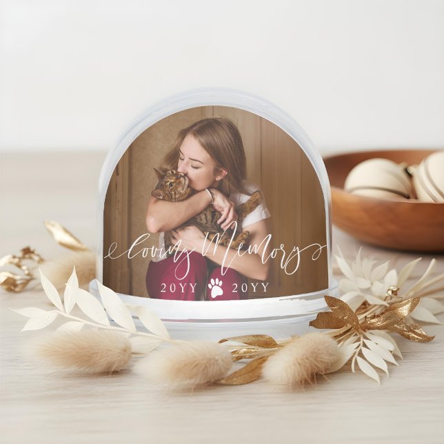 Elegant Loving Memory Cat Pet Name Photo Memorial Snowglobe (Elegant Loving Memory Cat Pet Name Photo Memorial Snow Globe (Front))