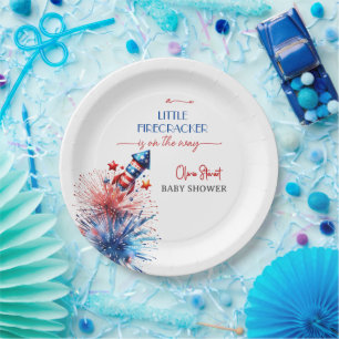 Elegant Lttle firecracker 4th July Baby Shower Paper Plate