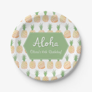 Elegant Luau Pineapple Birthday Party Supplies Paper Plate