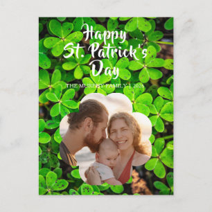 Elegant Lucky Shamrock Photo St. Patrick's Day Holiday Postcard