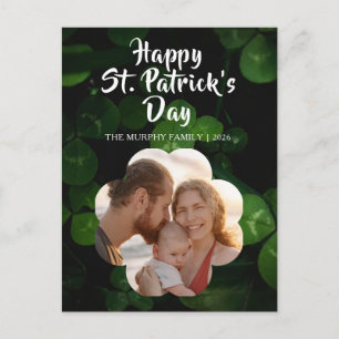Elegant Lucky Shamrock Photo St. Patrick's Day Holiday Postcard