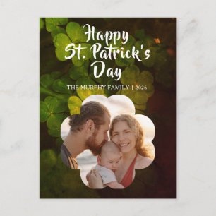 Elegant Lucky Shamrock Photo St. Patrick's Day Holiday Postcard