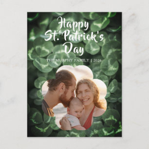 Elegant Lucky Shamrock Photo St. Patrick's Day Holiday Postcard