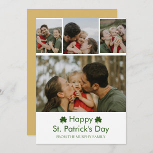 Elegant lucky shamrock st. Patrick's Day 4 Photo Holiday Card