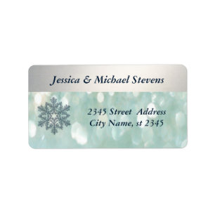 Elegant luminous bokeh Christmas snowflake Label