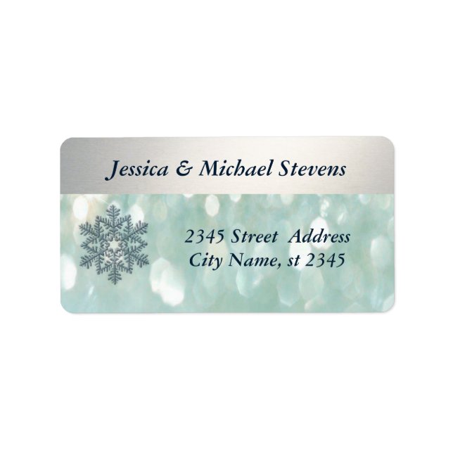 Elegant luminous bokeh Christmas snowflake Label (Front)