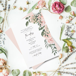 Elegant Lush Blush Floral Both Parents Wedding Invitation