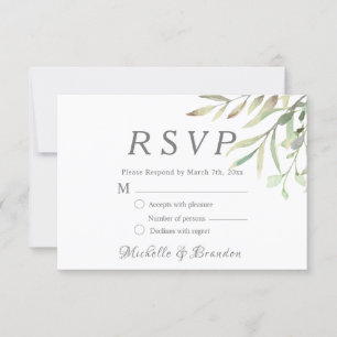elegant lush water-colored wedding RSVP card