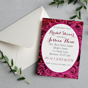 Elegant Lux Bridal Shower Pink Roses Invitations