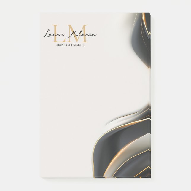 Elegant Luxe Aesthetics Monogram Black Veil  Post-it Notes (Front)