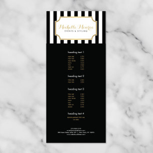 Elegant Luxe Bold Black and White Stripes Rack Card
