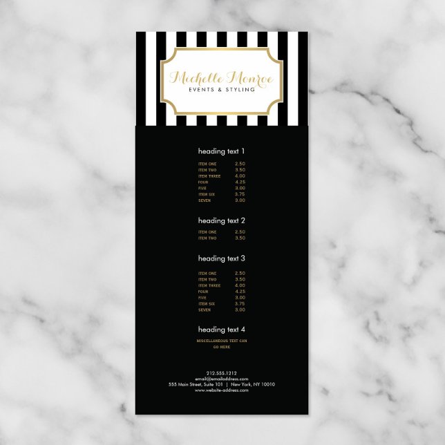 Elegant Luxe Bold Black and White Stripes Rack Card (Creator Uploaded)