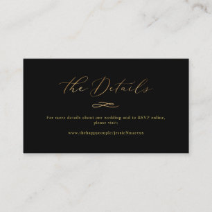 Elegant Luxe Calligraphy Faux Gold Wedding Details Business Card