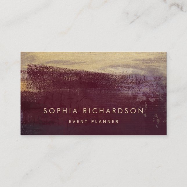 Elegant Luxe Dark Purple and Gold Business Card (Front)