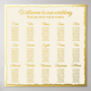 Elegant Luxe Gold Edge Ecru Foil Seating Chart