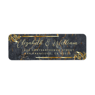 Elegant luxe Gold Frame & Marble Return Address