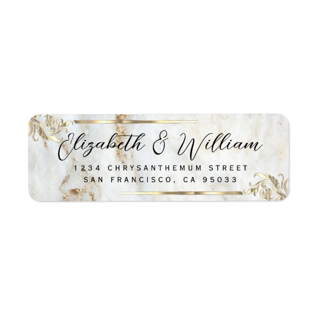 Elegant luxe Gold Frame & Marble Return Address  L (Front)