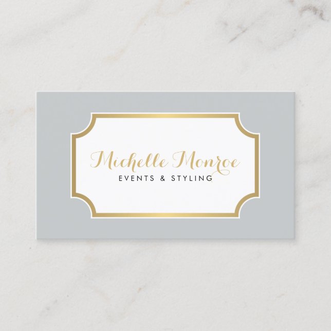 Elegant Luxe Grey Event Stylist Business Card (Front)