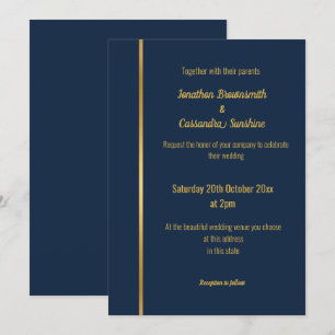 ELEGANT LUXE NAVY GOLD WEDDING  INVITATION