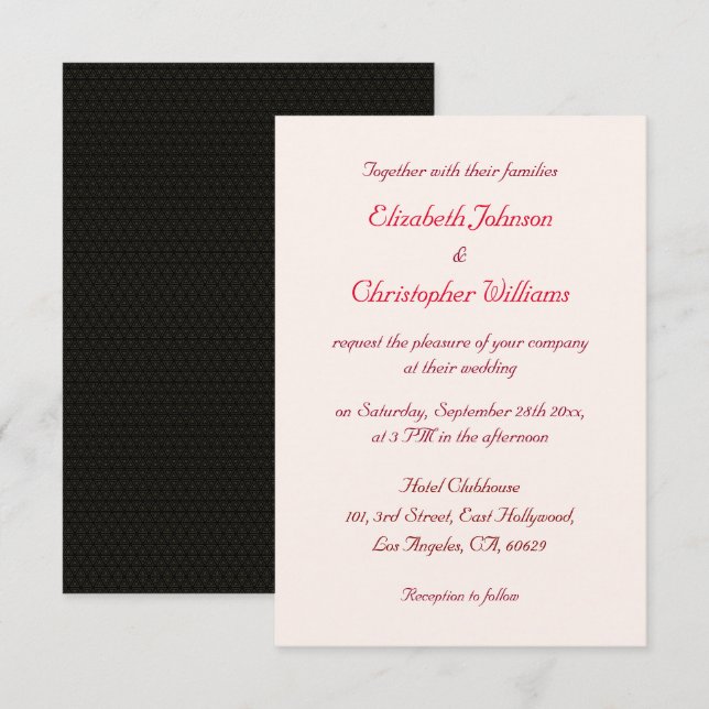 Elegant Luxe Satin Custom Wedding Invitation Card (Front/Back)