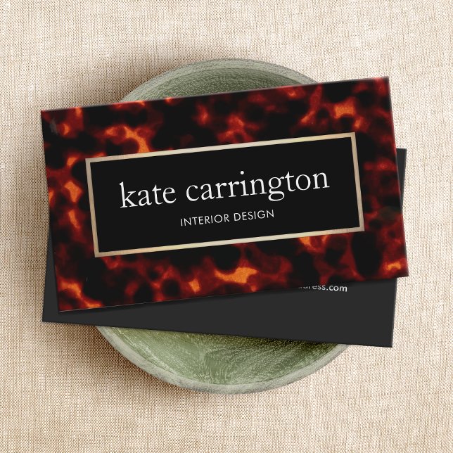 Elegant Luxe Tortoiseshell Interior Designer Business Card (Creator Uploaded)