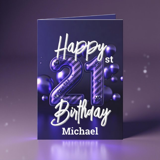 Elegant Luxurious Chic Purple 21st Birthday Card (Creator Uploaded)