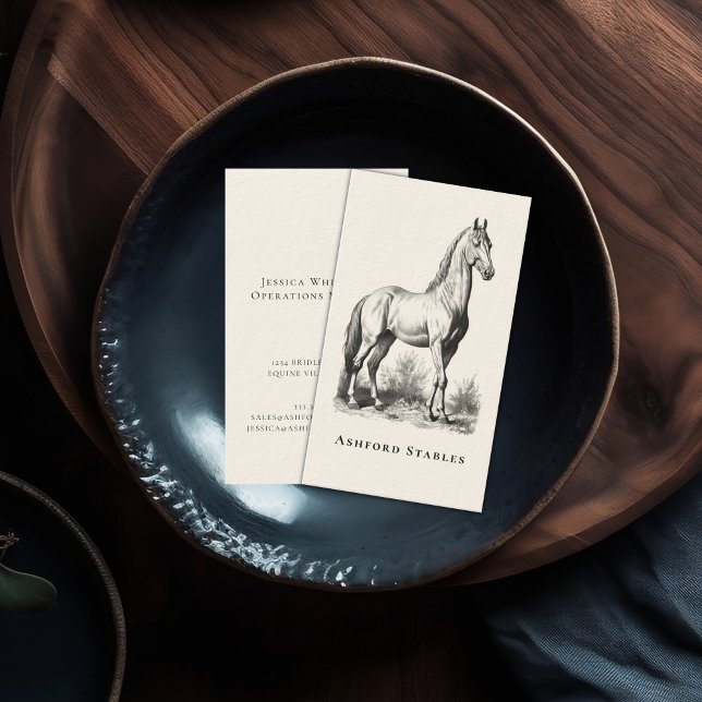 Elegant Luxurious Equestrian Vintage Horse Business Card (Creator Uploaded)