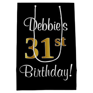 Elegant, Luxurious, Faux Gold Look 31st Birthday Medium Gift Bag