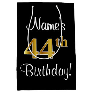 Elegant, Luxurious, Faux Gold Look 44th Birthday Medium Gift Bag