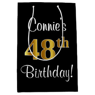 Elegant, Luxurious, Faux Gold Look 48th Birthday Medium Gift Bag