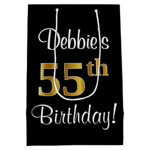 Elegant, Luxurious, Faux Gold Look 55th Birthday Medium Gift Bag