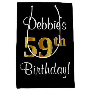 Elegant, Luxurious, Faux Gold Look 59th Birthday Medium Gift Bag