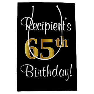 Elegant, Luxurious, Faux Gold Look 65th Birthday Medium Gift Bag