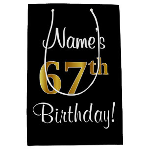 Elegant, Luxurious, Faux Gold Look 67th Birthday Medium Gift Bag